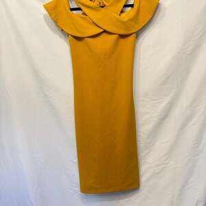 Rachel Roy Women'sYellow Ruffled Cold-Shoulder Halter Sheath Dress